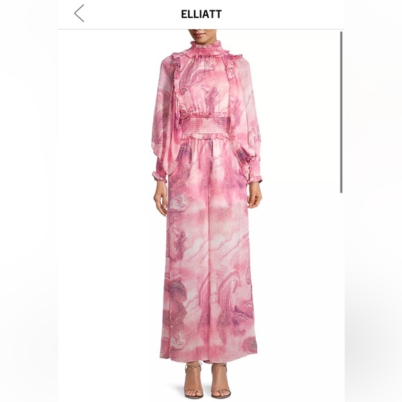 Elliatt jumpsuit poetic chivalry marble ruffled pink small NWT